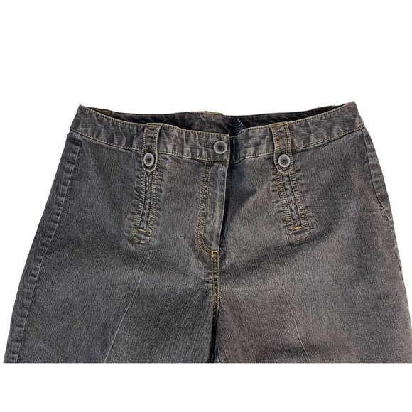 New Directions Cotton Stretch Wide Leg Denim Jeans Women's 12 Black Medium Wash - Picture 2 of 7